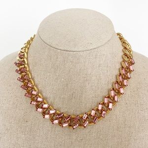 Carolee Gold Chain Necklace Pink Stone NWT